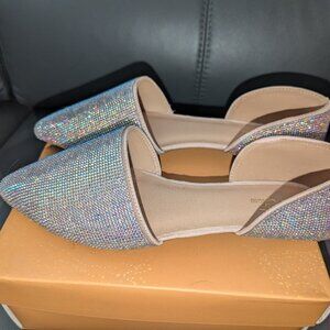 NwoB Iridescent Rhinestone D'Orsay Pointed Toe Flats - TTS 8